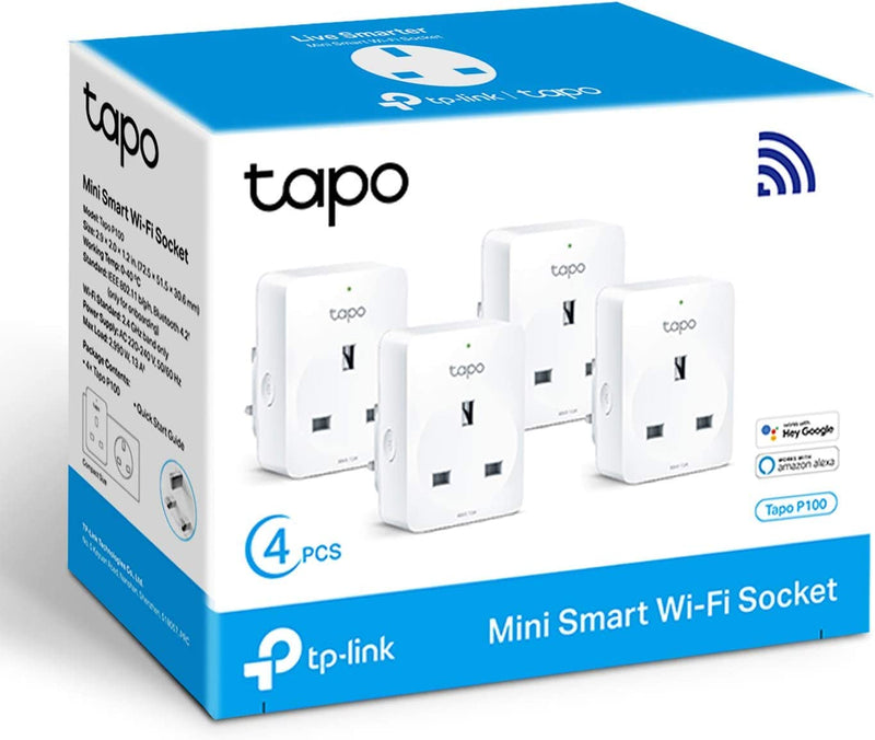 TP-Link Tapo Smart Plug Wi-Fi Outlet, Works with Alexa, Google Home, Wireless Smart Socket, Device Sharing, No Hub Required - Tapo P100 (4-Pack)