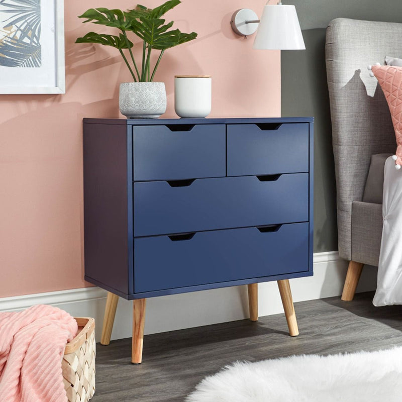 Nyborg Scandi Style 4 Drawers Chest of Drawer  Blue