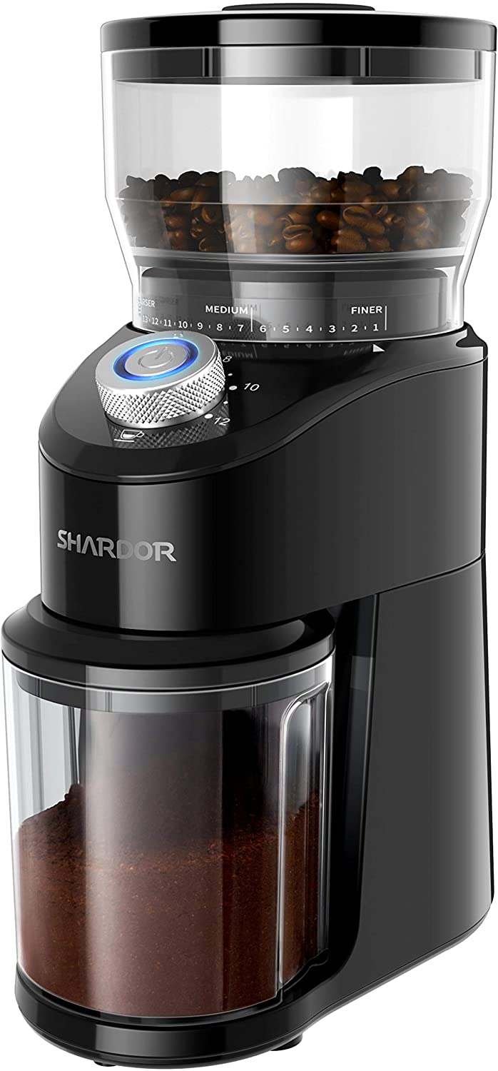 SHARDOR Conical Burr Coffee Grinder, Electric Adjustable Burr Mill with 14 Precise Grind Setting for 2-12 Cup, Black