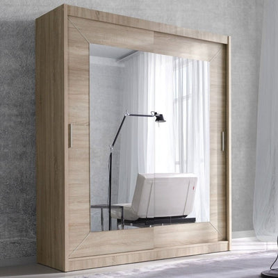 Abel 2 Door Mirrored Sliding Wardrobe  3 Colours