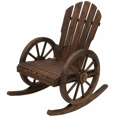 New Wood Outdoor Garden Adirondack Rocking Chair - Brown