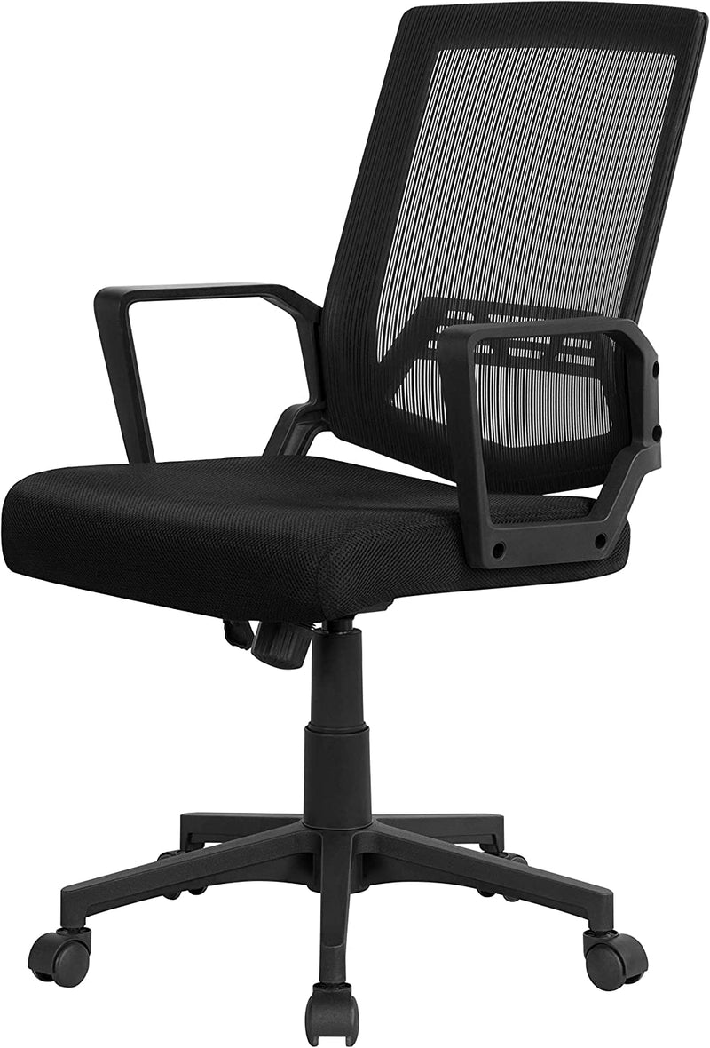 Yaheetech Adjustable Computer Chair Ergonomic Mesh Work Chair Reclining Mid-Back Study Chair with Comfy Lumbar Back Support for Home Office Black