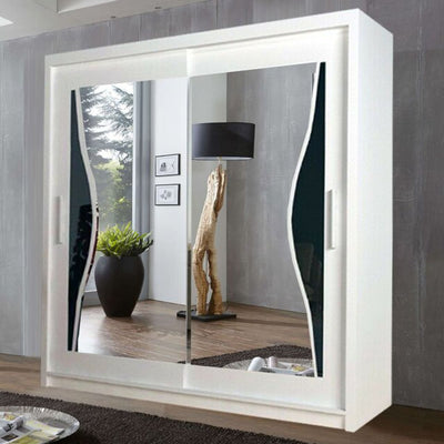 Heffner White Sliding Door Wardrobe  3 Sizes 4 Colour