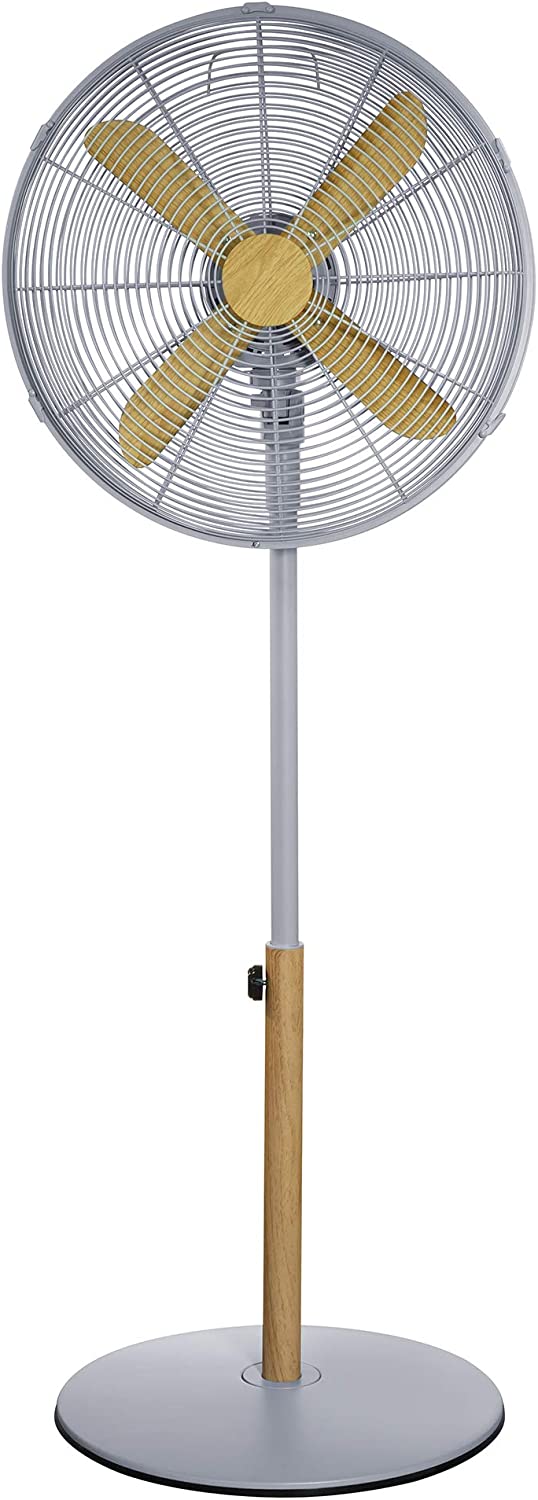 Russell Hobbs RHMPF1601WDG 16" Scandi Electric Pedestal Fan, Tall Standing Fan, 1m to 1.25m Height, 3 Speed Settings, Oscillating Fan Adjustable, 60W