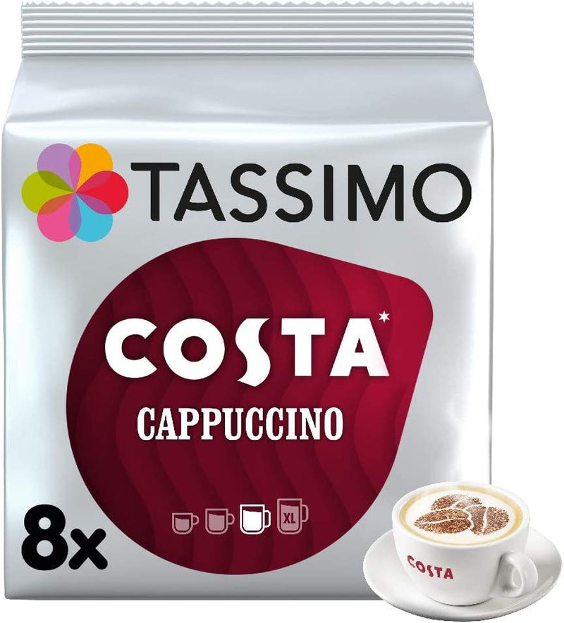 Tassimo Costa Cappuccino Coffee Pods (Pack of 5, Total of 80 Coffee Capsules)