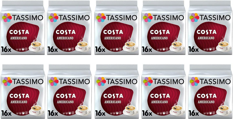 Tassimo Costa Americano Coffee Pods - 10 Packs (160 Drinks)