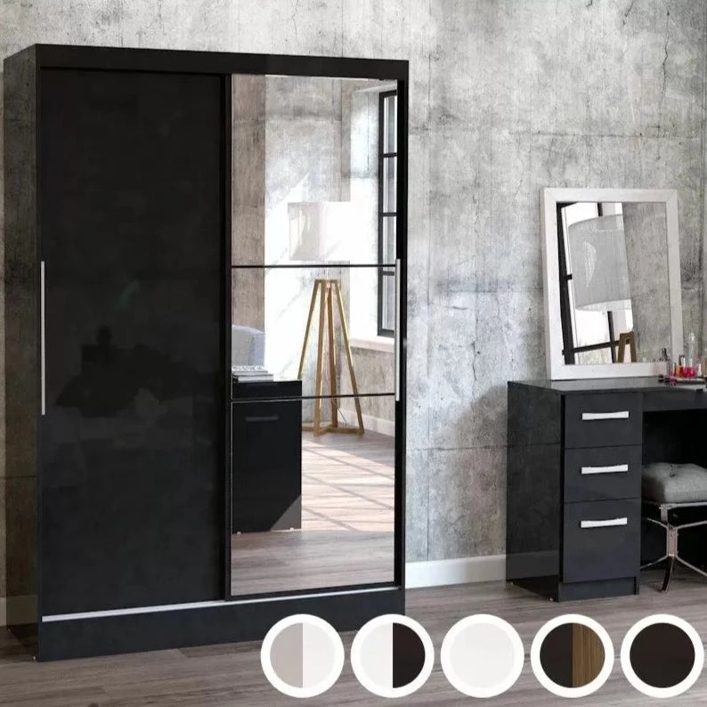 Birlea Lynx 2 Door Mirrored Sliding Wardrobe - 5 Colours