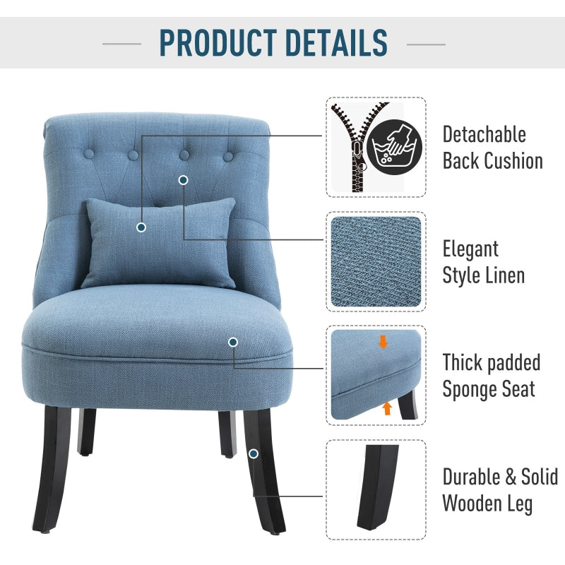 Fabric Single Sofa Dining Chair Tub Upholstered , Blue