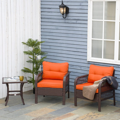 3 PCs Patio PE Rattan Bistro Set- Orange