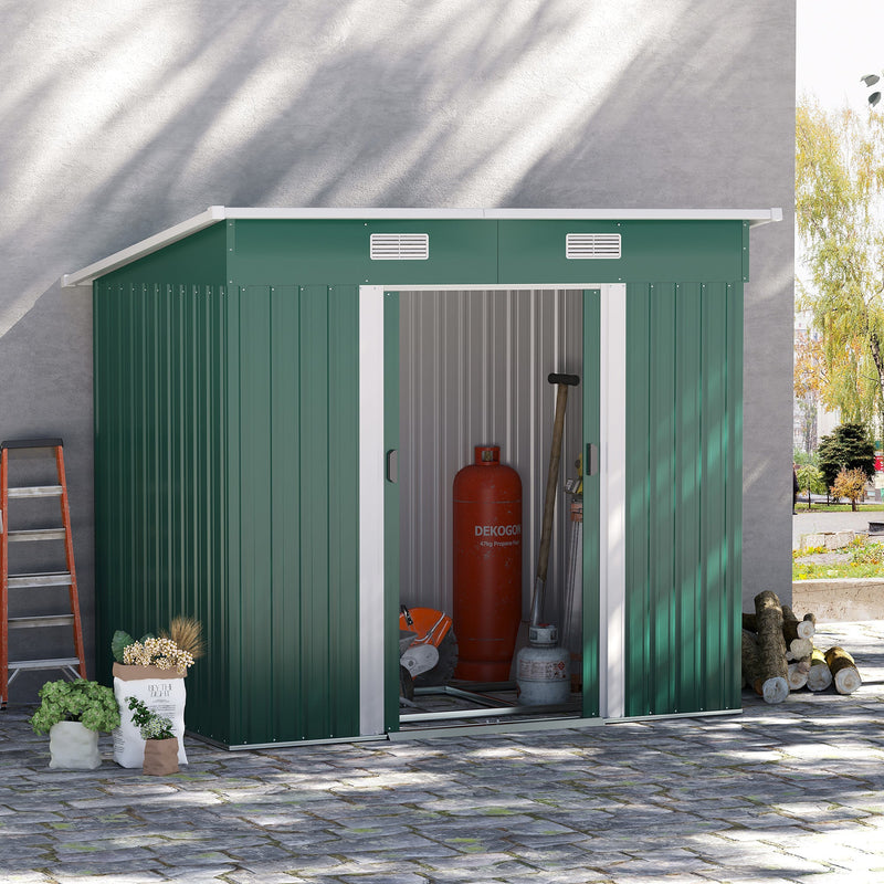 Outsunny 6.8 x 4.3ft Outdoor Garden Storage Shed, Tool Storage Box for Backyard, Patio and Lawn, Green