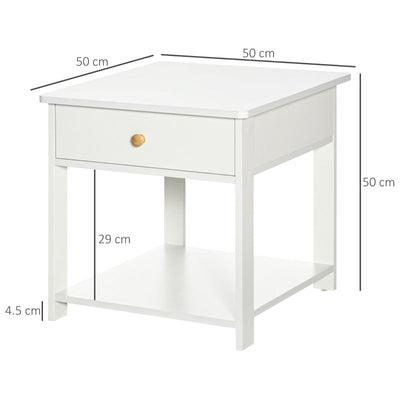 Bedside Table With Drawer And Bottom Shelf