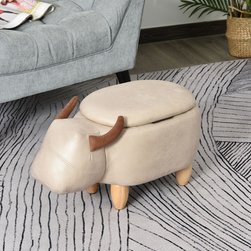 Animal Footstool Buffalo Storage - Ivory