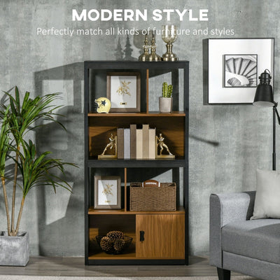 Modern 4-Tier Bookshelf, Walnut Brown