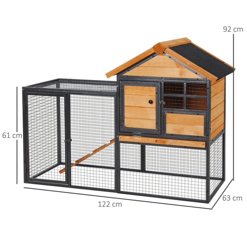 PawHut Wood-metal Guinea Pigs Hutches Elevated Pet Bunny House Rabbit Cage with Slide-Out Tray Outdoor