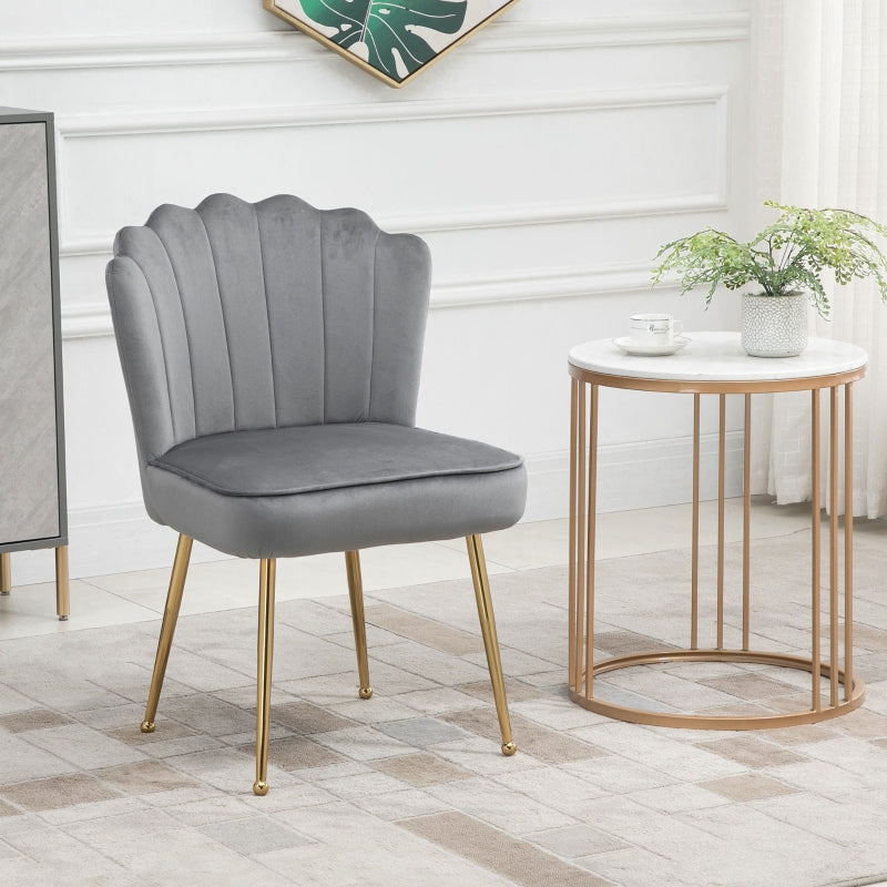 Velvet-Feel Shell Luxe Accent Chair, Grey