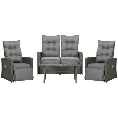 Four-Piece Rattan Chair Set - Grey