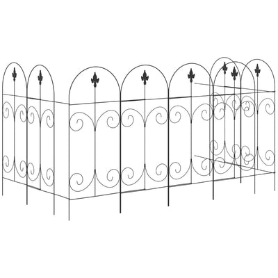 Decorative Garden Fencing, 8PCs , Black