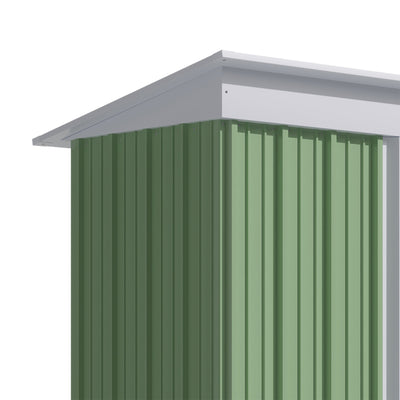 Outsunny 5'x3'x6' Metal Garden Shed Roofed Lean-to Shed for Tool Motor Bike, with Adjustable Shelf, Lock, Gloves, Green