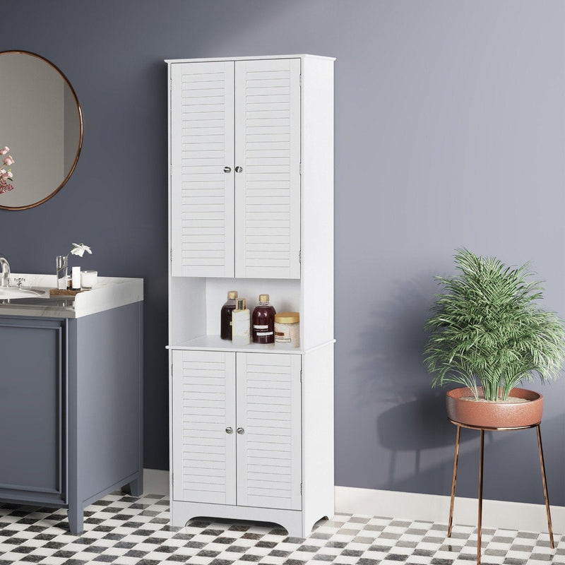 MDF Freestanding 6-Tier Bathroom Storage Cabinet White