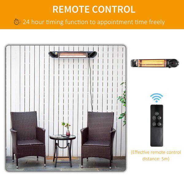 2000W Electric Patio Heater Wall Mounted W/ Remote Indoor Outdoor