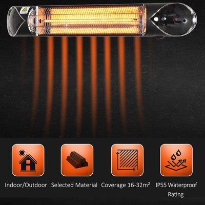 2000W Electric Patio Heater Wall Mounted W/ Remote Indoor Outdoor