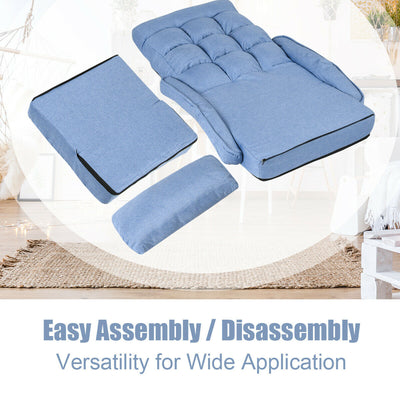 Adjustable Folding Floor Lazy Chair with Pillow-Blue