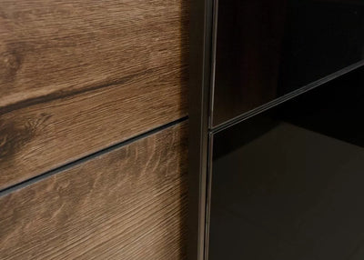 Galaxy Oak & Black Glass 2-Door Sliding Wardrobe  3 Sizes