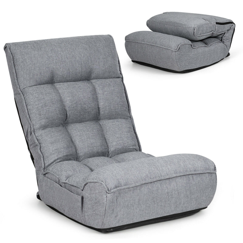 Sillón reclinable plegable con cabezal ajustable en 5 posiciones y bolsillo lateral