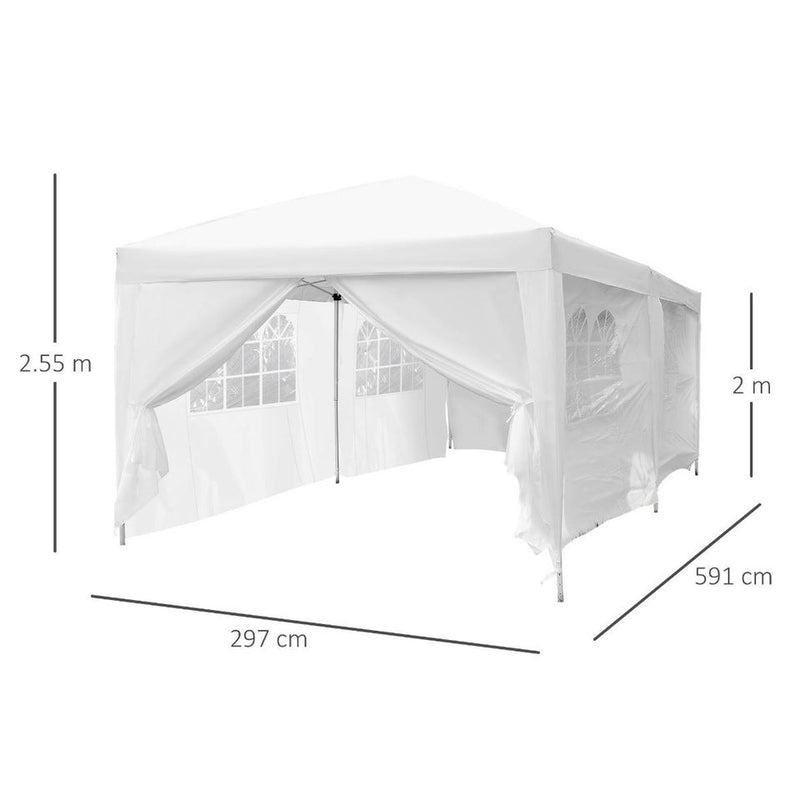 3x6m Outdoor Garden Waterproof Pop Up Gazebo Marquee Party Tent Wedding Canopy - White