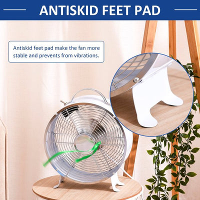 26CM Electrical Table Desk Fan 2-Speed Portable For Home Office - White