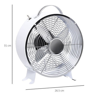 26CM Electrical Table Desk Fan 2-Speed Portable For Home Office - White