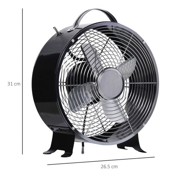 26CM Electrical Table Desk Fan 2-Speed Portable For Home Office - Black