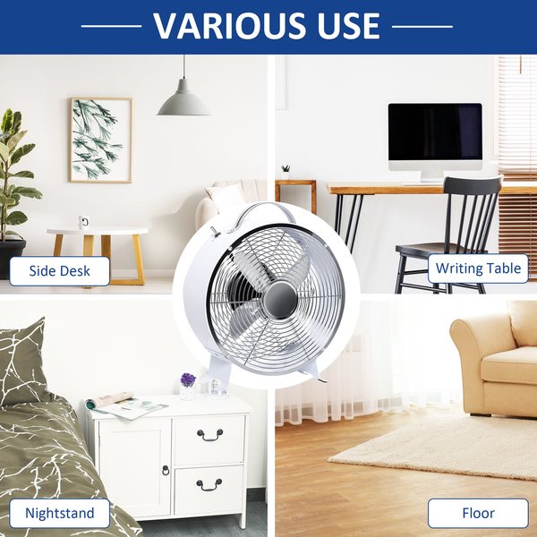 26CM Electrical Table Desk Fan 2-Speed Portable For Home Office - White