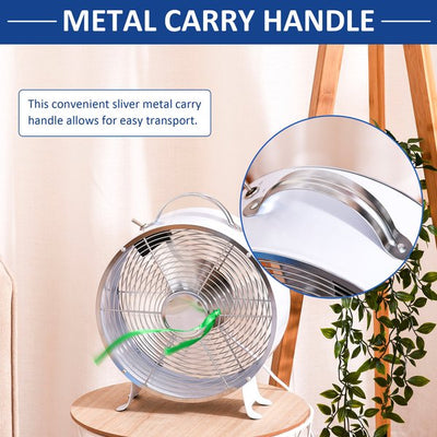 26CM Electrical Table Desk Fan 2-Speed Portable For Home Office - White