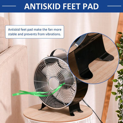 26CM Electrical Table Desk Fan 2-Speed Portable For Home Office - Black