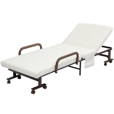 Folding Bed With Mattress, White