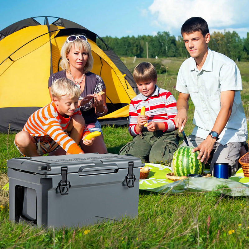 28L Rotomolded Cooler Insulated Portable Ice Chest-Dark Grey