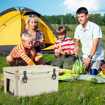 28L Rotomolded Cooler Insulated Portable Ice Chest-Tan