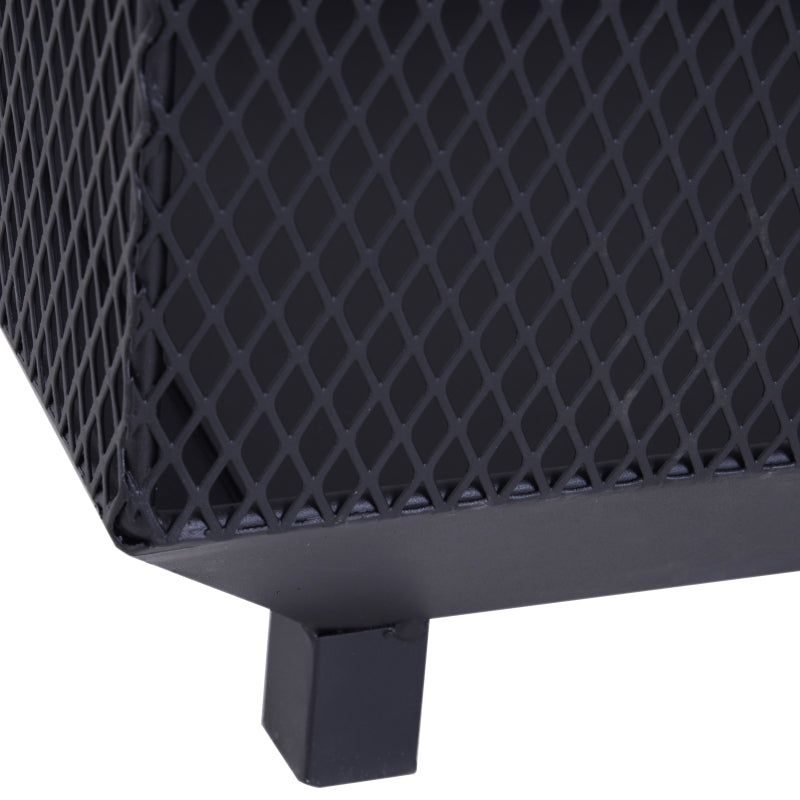 Metal Square Fire Pit Outdoor Mesh Firepit Brazier , Black