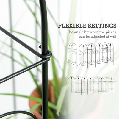 Decorative Garden Fencing, 8PCs , Black