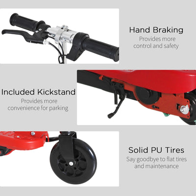 HOMCOM Kids Folding Electric Bike Children E Scooter Ride on Toy 2x12V Recharge Battery 120W Adjustable Height PU Wheels Suitable for 7 - 14 yrs Red