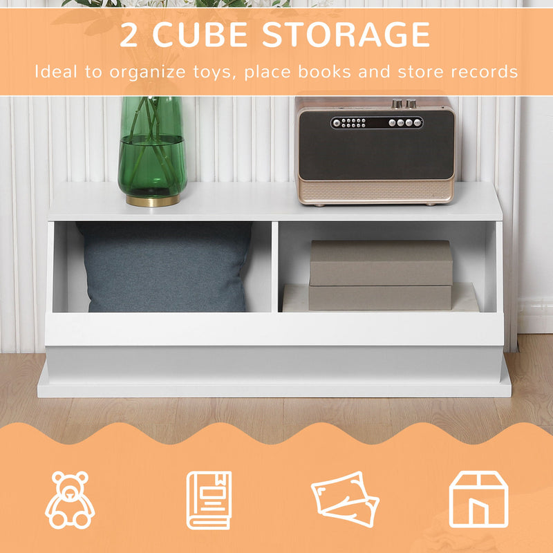 HOMCOM 2 Cube Storage Unit Display Storage Cabinet with 2 Compartments for Living Room Closet Bedroom Play Room White