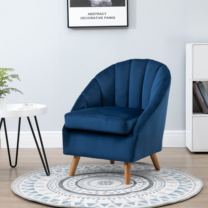 Accent Chair Velvet Fabric Single Sofa Armchair, Blue