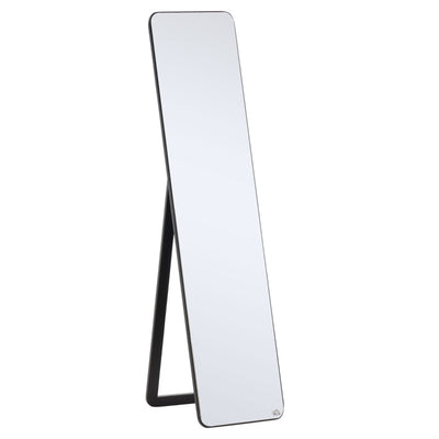 Full Length Mirror Floor Standing Wall Mount Dressing Bedroom Black