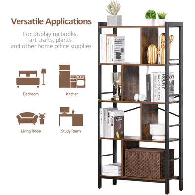 HOMCOM Vintage Industrial Style Storage Shelf Bookcase Closet Display Rack Kitchen Organizer with 4 Shelves, Metal Frame for Living Room Study