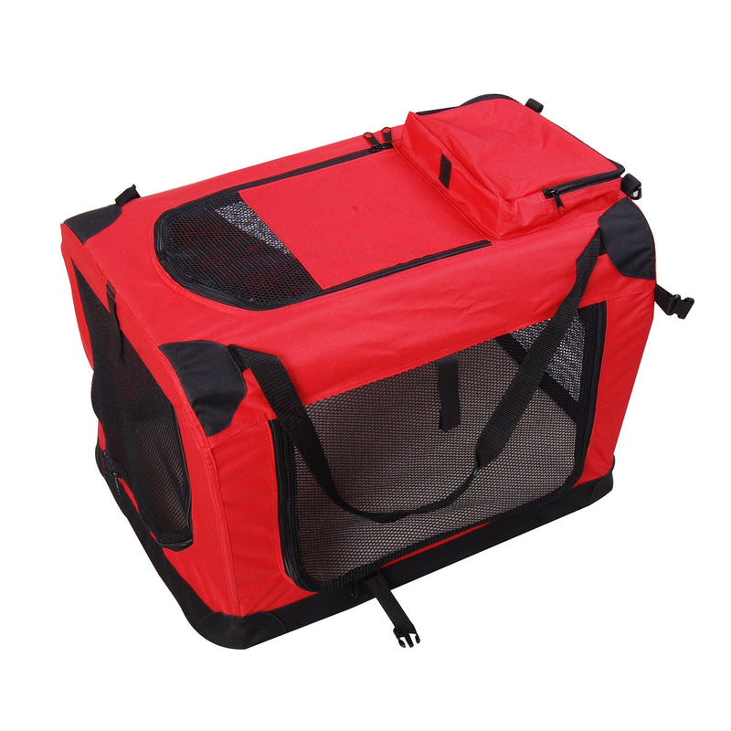 Pawhut Pet Carrier Portable Cat Carrier Folding Dog Bag w/ PVC Oxford Cloth for Small and Miniature Dogs, 60 x 42 x 42 cm, Red