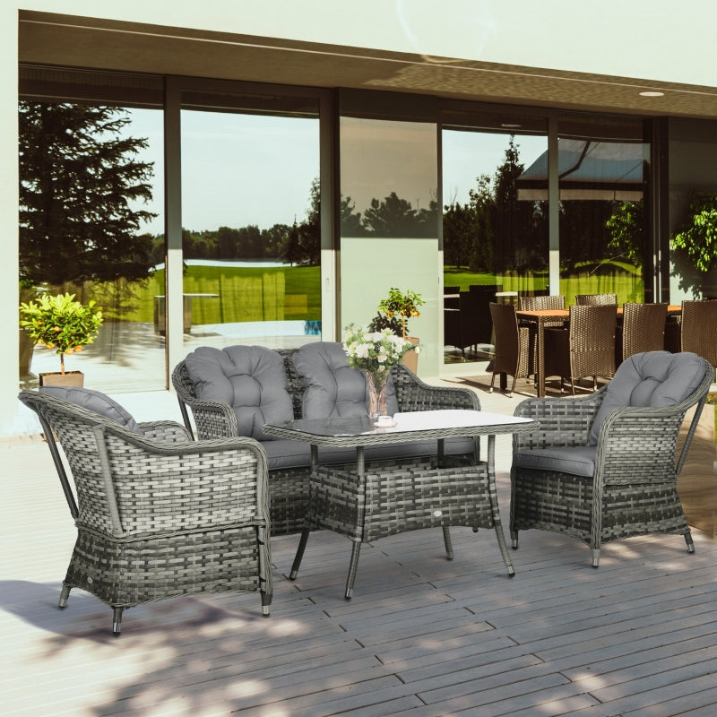 4-Seater PE Rattan Garden Furniture- Grey