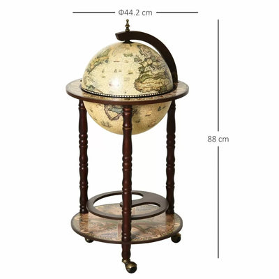 Retro Style Mini Bar Globe Drink Table - Beige