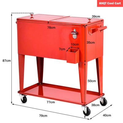 76 litre Outdoor Ice Chest Cooler Trolley