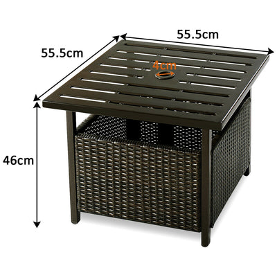 Square Rattan Patio Table with Parasol Hole